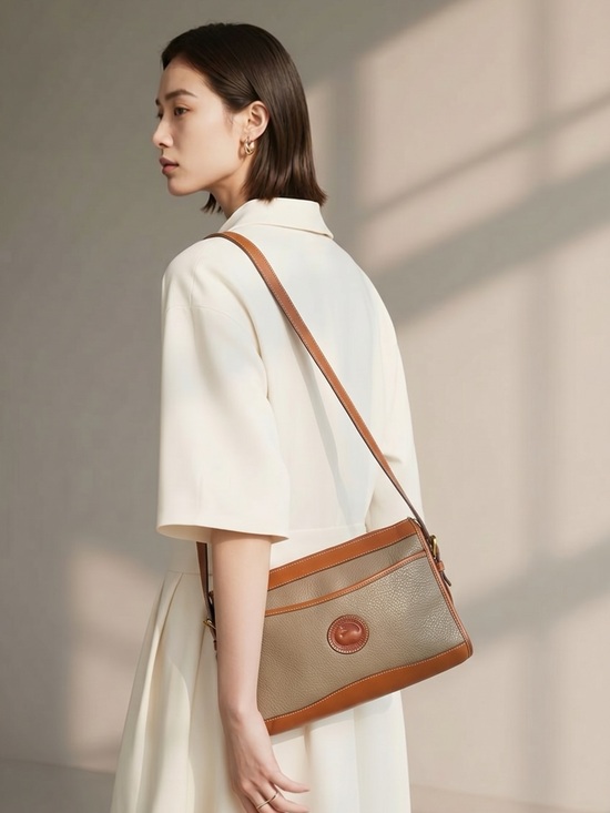 Dooney & Bourke Handbags - Dooney & Bourke Taupe Crossbody with Brown Leather Trim